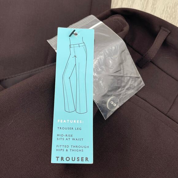 Covington Sz 14 Short Brown Classic Trouser Dress Pants Wide Leg Flat Front NWT - Picture 6 of 9